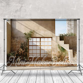 Lofaris Wood Door Floral Vines Stairs Retro Wall Backdrop